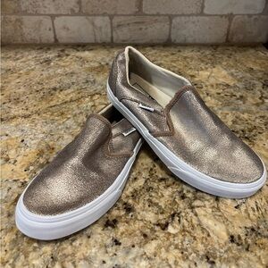 Vans shoes size women’s 6.5 gold bronze slip on